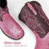 DREAM PAIRS Girls Cowgirl Boots Glitter Toddler Cowboy Boots Child Mid Calf Riding Shoes Party Birthday Dress Up for Toddler/Little/Big Kid(Pink)