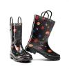 DREAM PAIRS Kids Rain Boots Cute Lightweight Waterproof with Pull-on Handles for Girls & Boys Toddler Outdoor Play(Black)