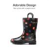 DREAM PAIRS Kids Rain Boots Cute Lightweight Waterproof with Pull-on Handles for Girls & Boys Toddler Outdoor Play(Black)