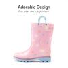 DREAM PAIRS Kids Rain Boots Cute Lightweight Waterproof with Pull-on Handles for Girls & Boys Toddler Outdoor Play(Pink)