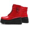 DREAM PAIRS Women Platform Combat Ankle Boots Goth Chunky High Heel Lace Up Motorcycle Booties(Red)