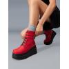 DREAM PAIRS Women Platform Combat Ankle Boots Goth Chunky High Heel Lace Up Motorcycle Booties(Red)