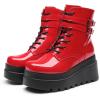 DREAM PAIRS Women Platform Combat Ankle Boots Goth Chunky High Heel Lace Up Motorcycle Booties(Red)