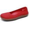 DREAM PAIRS Women’s Ballet Flats Dressy Arch Support Wide Toe Box Knit Flats Comfortable Round Toe Slip On Travel Work Business Office Barefoot Shoes(Red)