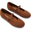DREAM PAIRS Women’s Mary Jane Ballet Flat Shoes Dressy Foldable Knit Flats with Arch Support Comfortable for Casual Work Office(Brown)