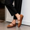 DREAM PAIRS Women’s Mary Jane Ballet Flat Shoes Dressy Foldable Knit Flats with Arch Support Comfortable for Casual Work Office(Brown)