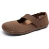 DREAM PAIRS Women’s Mary Jane Ballet Flats Barefoot Knit Wide Toe Box Arch Support Flat Shoes for Women Dressy Casual Office Business Work Travel Walk(Brown)