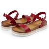 DREAM PAIRS Women’s Open Toe Ankle Strap Espadrille Casual Flatform Platform Wedge Sandals(Red-pu)