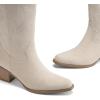 DREAM PAIRS Women’s Square Toe Cowboy Mid Calf Western Boots(Beige)