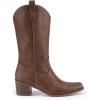 DREAM PAIRS Women’s Square Toe Cowboy Mid Calf Western Boots(Brown-pu)