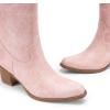 DREAM PAIRS Women’s Square Toe Cowboy Mid Calf Western Boots(Pink-pu)