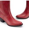 DREAM PAIRS Women’s Square Toe Cowboy Mid Calf Western Boots(Red-pu)