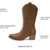 DREAM PAIRS Women’s Square Toe Cowboy Mid Calf Western Boots(Tan)