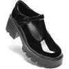 DREAM PAIRS Women’s T-Strap Mary Jane Shoes Low Platform Chunky Block Heels Closed Toe Work Pumps Comfortable Round Toe Dress Wedding Party Shoes(Black-pat)