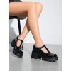 DREAM PAIRS Women’s T-Strap Mary Jane Shoes Low Platform Chunky Block Heels Closed Toe Work Pumps Comfortable Round Toe Dress Wedding Party Shoes(Black-pat)