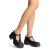 DREAM PAIRS Women’s T-Strap Mary Jane Shoes Low Platform Chunky Block Heels Closed Toe Work Pumps Comfortable Round Toe Dress Wedding Party Shoes(Black-pu)
