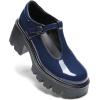 DREAM PAIRS Women’s T-Strap Mary Jane Shoes Low Platform Chunky Block Heels Closed Toe Work Pumps Comfortable Round Toe Dress Wedding Party Shoes(Navy)