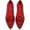 DREAM PAIRS Flats for Women Pointed Toe Foldable Knit Ballet Flats Comfortable Slip-On Dress Shoes Elegant Bow Flats for Work Office Business Casual Travel(Red)