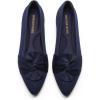 DREAM PAIRS Flats for Women Pointed Toe Foldable Knit Ballet Flats Comfortable Slip-On Dress Shoes Elegant Bow Flats for Work Office Business Casual Travel(Navy)