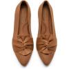 DREAM PAIRS Flats for Women Pointed Toe Foldable Knit Ballet Flats Comfortable Slip-On Dress Shoes Elegant Bow Flats for Work Office Business Casual Travel(Brown)
