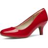 DREAM PAIRS Women’s Dress Comfortable Low Heel Pump Shoes(Red/Pat)