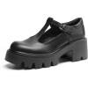 DREAM PAIRS Women’s T-Strap Mary Jane Shoes Low Platform Chunky Block Heels Closed Toe Work Pumps Comfortable Round Toe Dress Wedding Party Shoes(Black-pu)