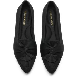 DREAM PAIRS Flats for Women Pointed Toe Foldable Knit Ballet Flats Comfortable Slip-On Dress Shoes Elegant Bow Flats for Work Office Business Casual Travel(Black)