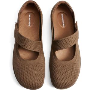 DREAM PAIRS Women’s Mary Jane Ballet Flats Barefoot Knit Wide Toe Box Arch Support Flat Shoes for Women Dressy Casual Office Business Work Travel Walk(Brown)