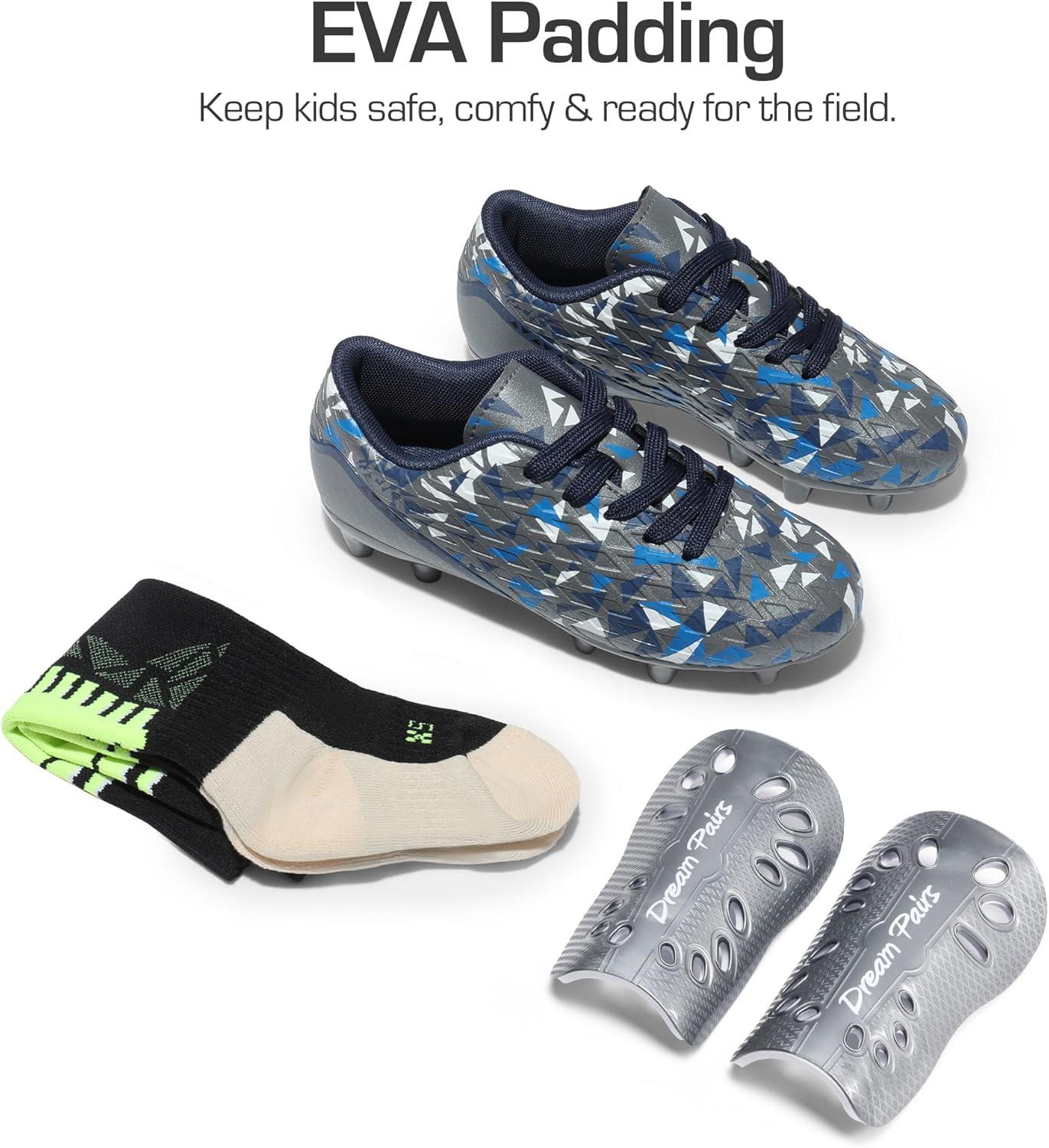 image:imageDREAM PAIRS Boys Girls Soccer Cleats Youth Firm Groud Athletic Outdoor Trainning Football Shoes with Soccer SocksDark GreyNavy