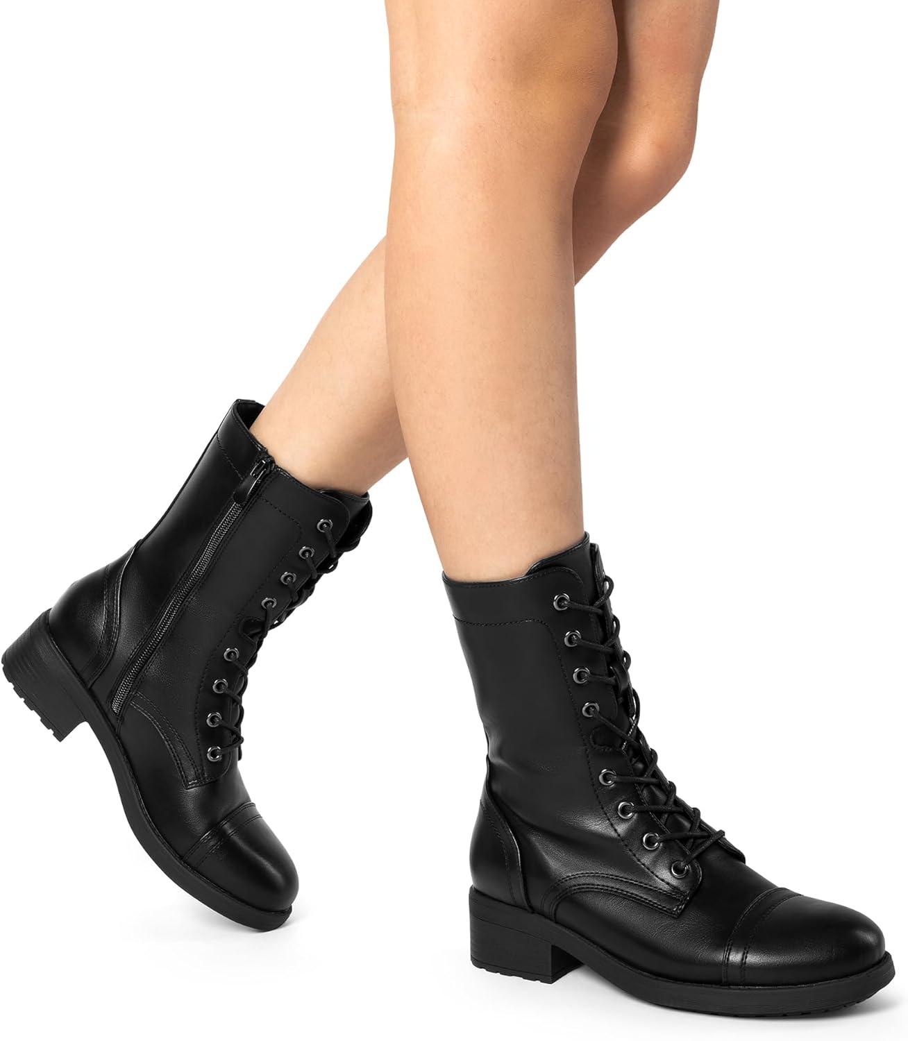 image:imageDREAM PAIRS Womens Combat Mid Calf BootsBlack