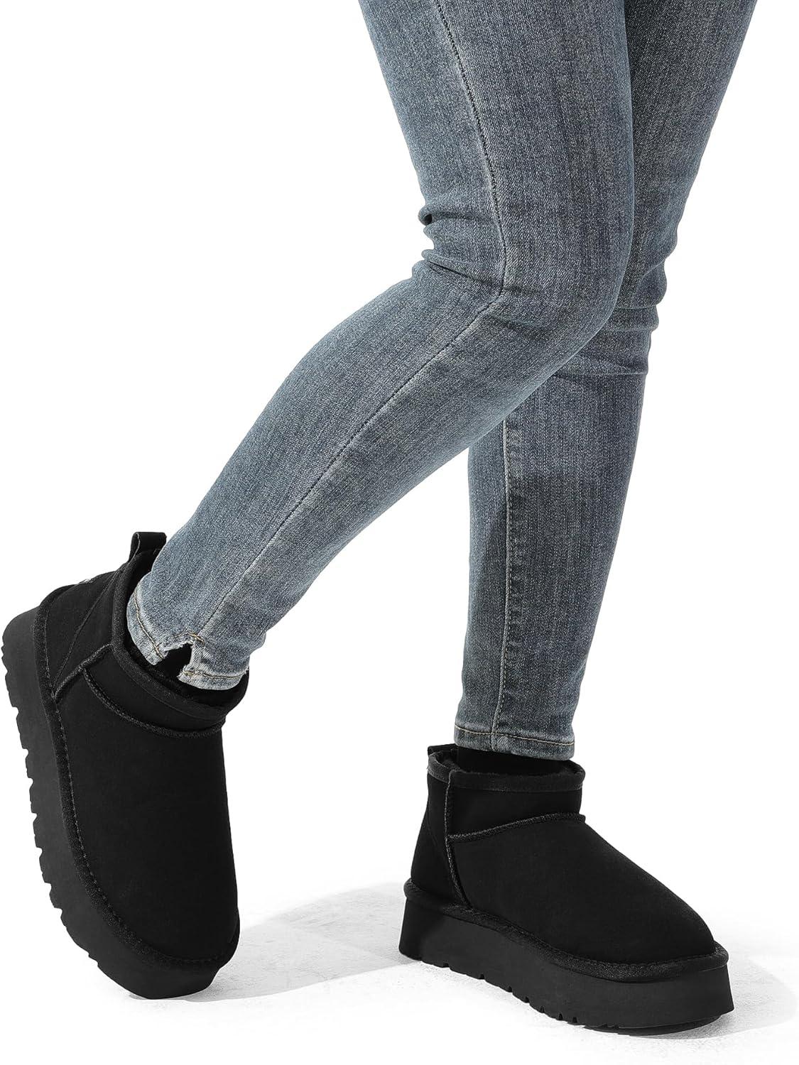 image:imageDREAM PAIRS Womens Snow Boots Platform Winter Boot Faux Fur Lined Slip On Ankle Boots