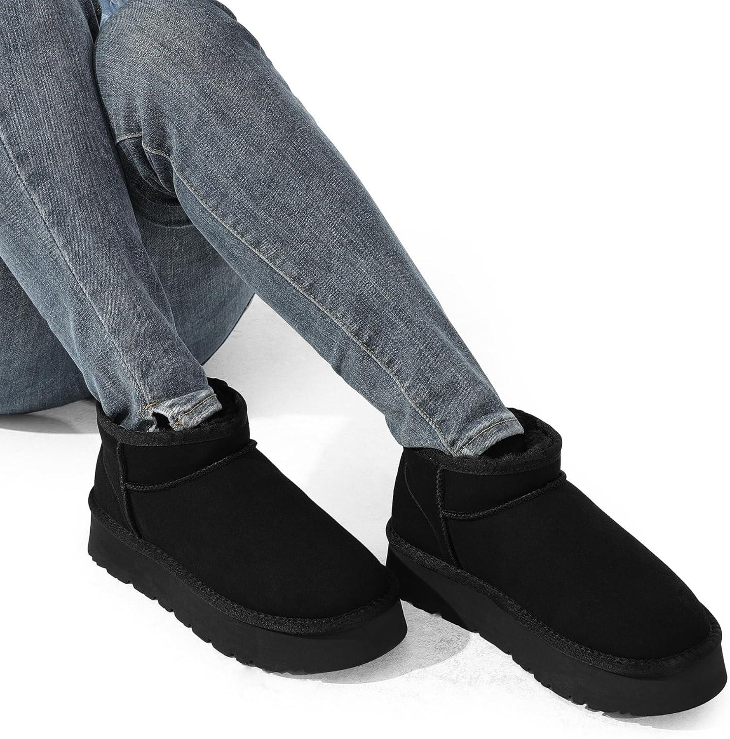 image:imageDREAM PAIRS Womens Snow Boots Platform Winter Boot Faux Fur Lined Slip On Ankle Boots