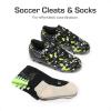 DREAM PAIRS Boys Girls Soccer Cleats Youth Firm Groud Athletic Outdoor Trainning Football Shoes with Soccer Socks(Black/Neon/Green)