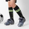 DREAM PAIRS Boys Girls Soccer Cleats Youth Firm Groud Athletic Outdoor Trainning Football Shoes with Soccer Socks(Dark/Grey/Royal/Blue)