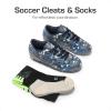 DREAM PAIRS Boys Girls Soccer Cleats Youth Firm Groud Athletic Outdoor Trainning Football Shoes with Soccer Socks(Dark/Grey/Royal/Blue)