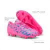 DREAM PAIRS Boys Girls Soccer Cleats Youth Firm Groud Athletic Outdoor Trainning Football Shoes with Soccer Socks(Fuchsia/Pink/Royal/Blue)
