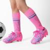 DREAM PAIRS Boys Girls Soccer Cleats Youth Firm Groud Athletic Outdoor Trainning Football Shoes with Soccer Socks(Fuchsia/Pink/Royal/Blue)