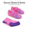 DREAM PAIRS Boys Girls Soccer Cleats Youth Firm Groud Athletic Outdoor Trainning Football Shoes with Soccer Socks(Fuchsia/Pink/Royal/Blue)