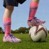 DREAM PAIRS Boys Girls Soccer Cleats Youth Firm Groud Athletic Outdoor Trainning Football Shoes with Soccer Socks(Pink/Light Purple)
