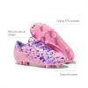 DREAM PAIRS Boys Girls Soccer Cleats Youth Firm Groud Athletic Outdoor Trainning Football Shoes with Soccer Socks(Pink/Light Purple)