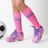 DREAM PAIRS Boys Girls Soccer Cleats Youth Firm Groud Athletic Outdoor Trainning Football Shoes with Soccer Socks(Pink/Purple)