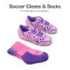 DREAM PAIRS Boys Girls Soccer Cleats Youth Firm Groud Athletic Outdoor Trainning Football Shoes with Soccer Socks(Pink/Purple)
