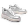 DREAM PAIRS Women Chunky City Tweed Comfortable Casual Platform Fashion Sneaker(Silver)