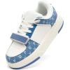 DREAM PAIRS Women Platform Chunky Sneakers Leather Oli Casual Fashion Sneaker(White/Blue)