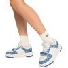 DREAM PAIRS Women Platform Chunky Sneakers Leather Oli Casual Fashion Sneaker(White/Blue)