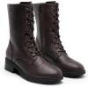 DREAM PAIRS Women’s Combat Mid Calf Boots(Dark Brown)