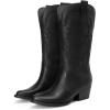 DREAM PAIRS Women’s Cowboy Cowgirl Boots Embroidered Pointed Toe Low Heel Western Mid Calf Boot for Theme Party Country Concert(All Black)
