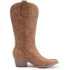 DREAM PAIRS Women’s Cowboy Cowgirl Boots Embroidered Pointed Toe Low Heel Western Mid Calf Boot for Theme Party Country Concert(All Brown)