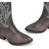 DREAM PAIRS Women’s Cowboy Cowgirl Boots Embroidered Pointed Toe Low Heel Western Mid Calf Boot for Theme Party Country Concert(Dark Brown)