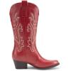 DREAM PAIRS Women’s Cowboy Cowgirl Boots Embroidered Pointed Toe Low Heel Western Mid Calf Boot for Theme Party Country Concert(Red)